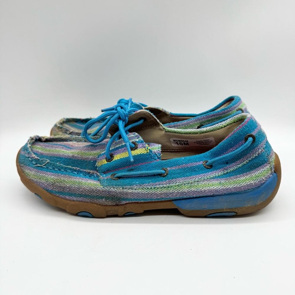 Twisted X‎ Wild Blue Yonder Canvas Driving Moc Lace Up Boat Shoe Womens Size 10 - Picture 7 of 12